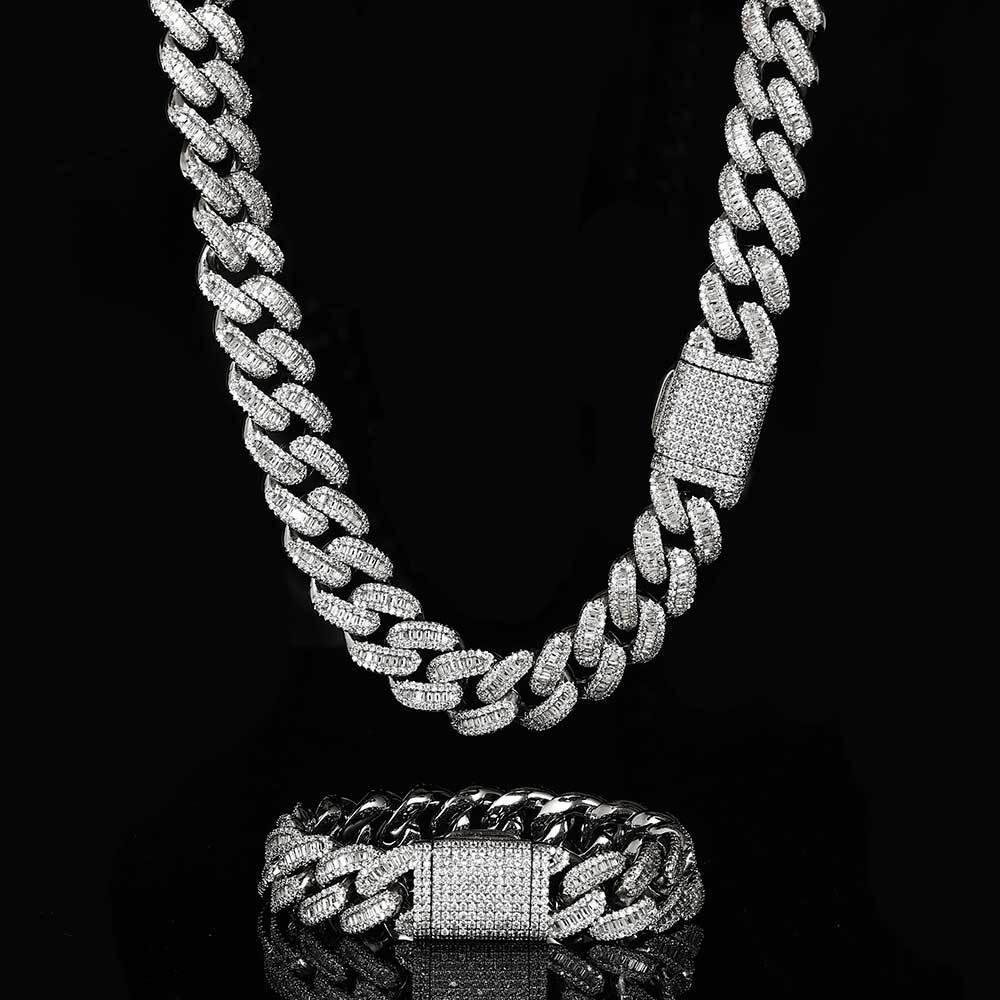 15mm Iced Out Cuban Chain Necklace T-Cut Zircon - CaratixJewelry
